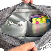Estuche de Lona con Cierre y Gran Capacidad, con Múltiples Compartimentos, Organizador Fácil de Usar, Portaplumas de PP para Almacenamiento de Artículos de Aseo y Maquillaje
