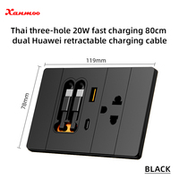 Panel de interruptores con toma USB de carga rápida tipo 118, para cargar teléfonos móviles, con TYPE-C, estándar tailandés, multifuncional, para pared.