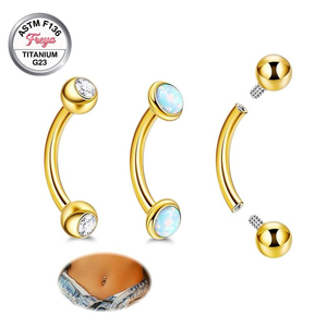 14G16G Bijou de piercing corporel barbell incurvé en Titane F136 pour Nombril, Sourcil, <span class=keywords><strong>Mamelon</strong></span>, Oreille, Daith, Rook, Langue, Anneau et Stud - Product Image 2