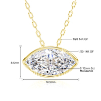 Collier pendentif en moissanite taille marquise 1ct 2ct couleur D VVS1, qualité supérieure, plaqué or 14K, bijoux fins, cadeaux en gros pour femmes