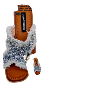 Sandales de travail pour femmes, confortables, respirantes, durables, avec décorations en TPU, clips pour chaussures, strass - Product Image 2