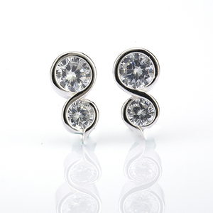 High Quality Popular <strong>Infinity</strong> Korean Sterling Silver Jewelry Woman Diamond <strong>Earring</strong> - Product Image 2