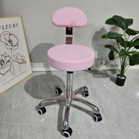 Rosa Schönheitssitzhocker mit Drehfunktion und Höhenverstellung für Friseure, Make-up und Haarstyling