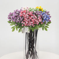 Bouquet de fleurs artificielles miniatures de myrtilles givrées en gros pour la décoration intérieure, accessoires de photographie et présentation en cuisine