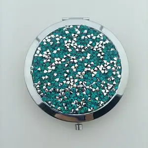 Petit cadeau pour femme, miroir de maquillage double face circulaire pliable portable créatif en cristal diamant brillant