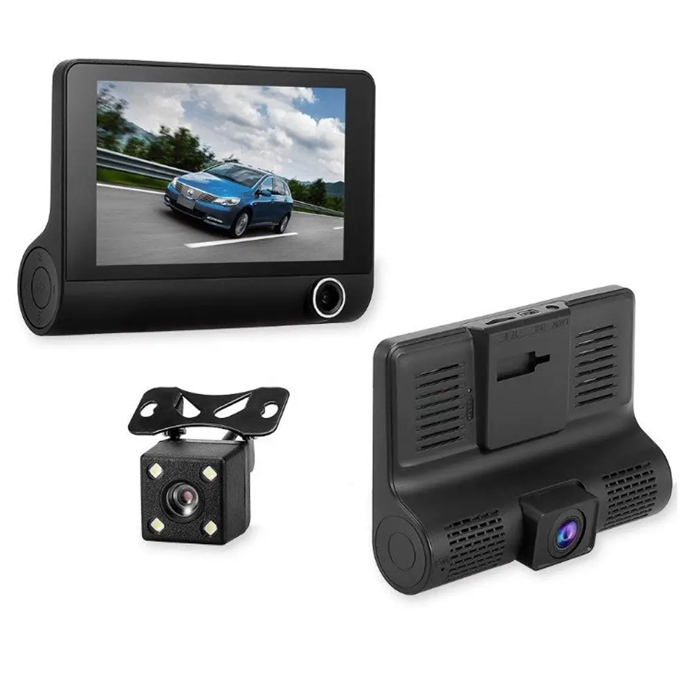 자동 Camara De Seguridad 3 렌즈 카메라 대시 보드 4 인치 DashCam 차량 캠코더 자동차 DVR 1080P 대시 캠 블랙 박스