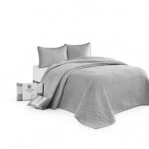 Set copripiumino grigio a 4 pezzi Coil & Co. per letto matrimoniale, reversibile, per tutte le stagioni - Product Image 1