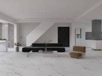 Vente en gros très demandée : Carrelage PC pour décoration intérieure, motif marbre blanc Calacatta, dalle frittée pour revêtement de sol et mur, 9 mm