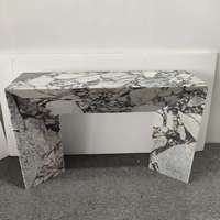 Table console de luxe moderne en marbre marin, design mince, pour salon, couloir, entrée, extensible
