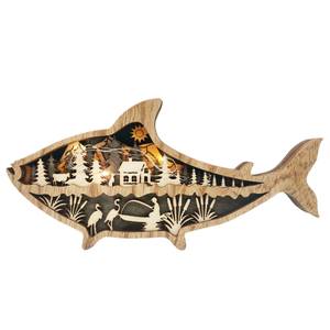 Vente chaude 2025 Figurines de chevaux en bois sculpté en 3D, en bois teinté en couches, pour la fête des pères, décorations pour la maison, comprend la mer - Product Image 4