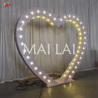 Arche en PVC en forme de cœur, blanche, éclairage LED 3D, accessoires de scène pour mariage, location de scène