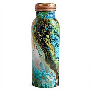 Botella de Agua Ecológica Moderna con Grabado de Cobre Marmoleado, Termo con Tapa de Cobre para Senderismo y Festivales al Aire Libre - Product Image 1