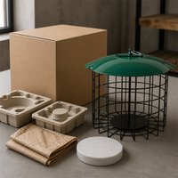 Mangeoire à oiseaux en métal JH-Mech, durable, avec dôme de protection, cage en fil métallique noir, anneau de suspension, mangeoires à oiseaux pour l'extérieur