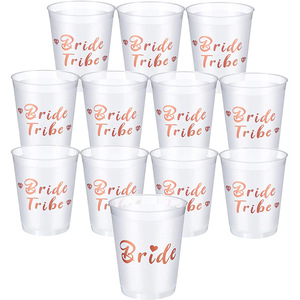 Bride Tribe <b>Plastic</b> Cups 12 Oz Round Uv Printed Bride Party <b>Drinkware</b> - Product Image 1