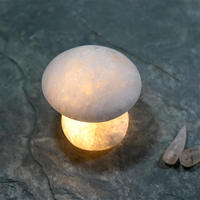 Lampe en albâtre naturel de luxe en forme de champignon, sans fil, rechargeable, lampe de table en pierre, texture de marbre unique pour la décoration d'hôtel et de restaurant