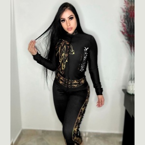 Nueva Llegada, Ropa de Marca para Mujer, Verano Otoño, Nuevo Estilo, Traje de Dos Piezas con Estampado Negro Simple y Moderno - Product Image 4