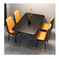 Ensemble de table à manger en pierre moderne et luxueuse, stable et durable, 4 places, avec chaises imperméables pour la salle à manger