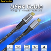 Poshshine USB4 Type C Super Speed 40GBps 5A100W PD Câble de charge rapide avec gaine en nylon compatible avec ordinateur et iOS