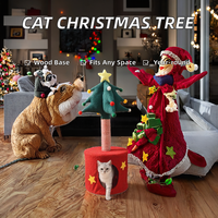 Lit pour chat en forme de sapin de Noël en bois, structure d'escalade réglable avec poteau à gratter intégré, arbre à chat personnalisé