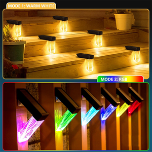 Lumières solaires d'escalier blanc chaud couleur changeante applique murale solaire éclairage de terrasse de clôture pour décor de <span class=keywords><strong>balcon</strong></span> <span class=keywords><strong>extérieur</strong></span> - Product Image 2