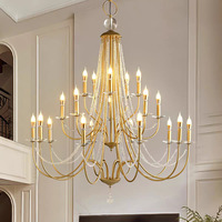 Lustre en cristal français de luxe, style vintage américain, pour villa haut de gamme, salon, salle à manger, éclairage domestique.