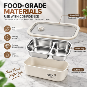 Boîte à lunch bento en acier inoxydable 1650ml/1450ml avec couvercle hermétique en silicone pour le bureau, l'école, la préparation des repas, logo personnalisé OEM - Product Image 3