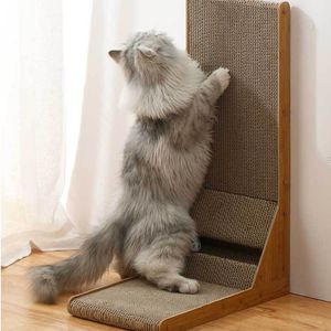 Rascador para Gatos en Forma de L Mejorado, Rascador Desmontable de Madera y Papel para Afilar Uñas, Juguete Divertido para Escalar para Gatos - Product Image 1