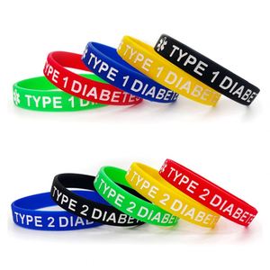 Type One 1 2 Two Diabetes Medical Alert Custom Bracelet Custom Rubber Band Silicone Bracelet <b>Personalised</b> Wristbands - Product Image 2