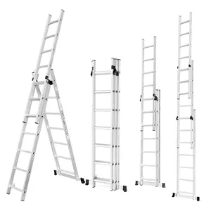 Escada de alumínio ajustável em altura, escada de extensão de 2 estágios, escada dobrável multifuncional, combinação de vários degraus, escada telescópica