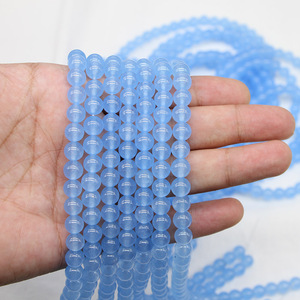 Perles de calcédoine naturelle, rondes, bleu clair, pour la fabrication de bijoux, 6 mm, origine Yiwu - Product Image 4