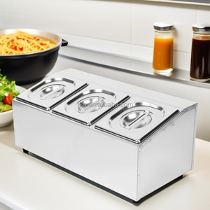 Conteneur de buffet en acier inoxydable, bac gastronorme à trois compartiments, finition poli miroir, pour restaurant - Product Image 3