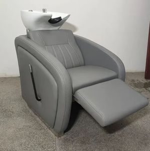 Comoda Poltrona Lavatesta con Lavabo Regolabile in Ceramica per Salone da Barbiere e Attrezzatura per Salone di Bellezza - Product Image 5