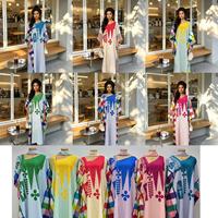 Robe d'été 2026 rayée foncée avec écharpe, ensemble deux pièces imprimé pour femme, taille plus, robe africaine, tunique musulmane