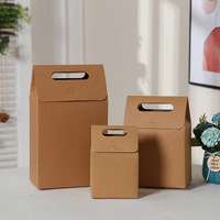 Boîte à biscuits, macarons et gâteaux en papier kraft portable avec couvercle à rabat, design simple et tendance pour les biscuits