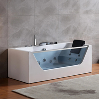 Luxueux Whirlpool Hydro Air Massage Baignoire Jet SPA pour Adulte avec Robinet De Douche LED Éclairage Salle De Bains Baignoire Verre Acrylique