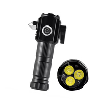 Lampe torche EDC ultra-lumineuse à 3 LED, lumière blanche, laser, marteau de sécurité brise-vitre, lanterne pour camping, randonnée, pêche en extérieur