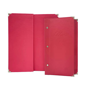 Cubiertas de Menú de Cuero con 6 Ranuras y Encuadernación con Tornillos, Menús de Restaurante en Cuero Rosa Repujado, Venta al Por Mayor - Product Image 1
