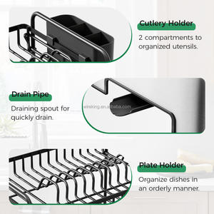 WIREKING Égouttoir à vaisselle à 2 niveaux en acier inoxydable, organisateur d'accessoires de cuisine, support pour ustensiles - Product Image 3