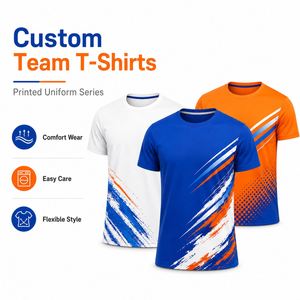 Custom Full Body Pattern <b>Polyester</b> Cotton Full All Over Printed T-shirts Embroidered Sports Round Neck T-shirt Event Team <b>Tshirt</b> - Product Image 2