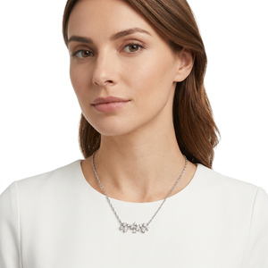 Moissanite <b>Cluster</b> Pendant Necklace 925 Sterling Silver Floral Station Necklace Dainty Bridal Fine Jewelry for Women Wholesale - Product Image 6