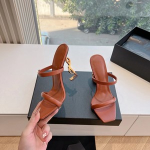 Elegant High-End Women's Heeled Sandals Neutral New French Design Pointed <b>Toe</b> Empty Back Soft Bottom Hollow Increased Height - Product Image 2