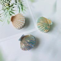 DOWELL Barrettes à cheveux en forme de coquille, lignes dorées, géométriques élégantes, grande taille, style européen-américain, 5 cm, en acétate, pour l'été