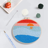 Kit de démarrage pour broderie Punch Needle - Kit d'artisanat DIY pour débutants et adultes - Broderie Punch Needle 'Lève-soleil sur la mer' - Cadeau d'artisanat DIY