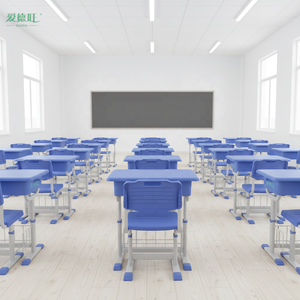 Meubles de classe <span class=keywords><strong>pour</strong></span> étudiants, ensemble bureau et chaise réglables en hauteur, structure métallique durable, <span class=keywords><strong>pour</strong></span> l'école et l'enseignement - Product Image 4