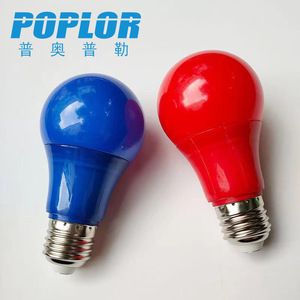 Bombilla LED de Color Poplor A60 de Plástico E27 5W 7W 9W, Iluminación Decorativa para Festivales, Rojo, Amarillo, Azul, Verde - Product Image 3