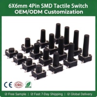 Micro-interrupteur tactile SMD 6x6mm à 4 broches, bouton-poussoir vertical haute température pour l'électronique, prix usine