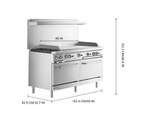 Fabrieks Direct Amerikaanse Type 60-Inch Roestvrijstalen Gasfornuis/Bakplaat Combo 2 Fornuisbranders 2 Ovens 48-Inch Bakplaat Commercieel - Product Image 6