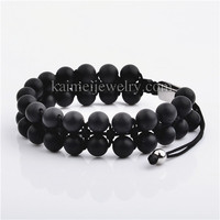 Bracelet en acier inoxydable pour femmes, bijou double couche, perles de pierres précieuses extensibles, fermoir à la mode, vente en gros
