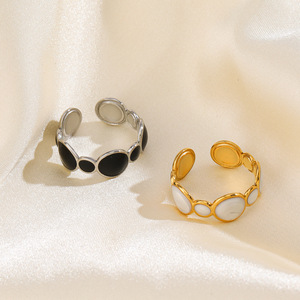 2025 été à la mode Simple conception géométrique goutte à goutte huile argent anneaux pour femmes plaqué or en acier inoxydable bijoux accessoires - Product Image 3