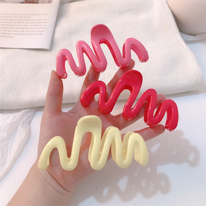 2024 nouvelle mode été grandes pinces à cheveux couleur claire vague Style hawaïen poignée acrylique cheveux griffes conception Unique femmes cheveux <span class=keywords><strong>crabe</strong></span> - Product Image 5